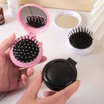 Portable Pocket mirror with Hair brush - Image 2