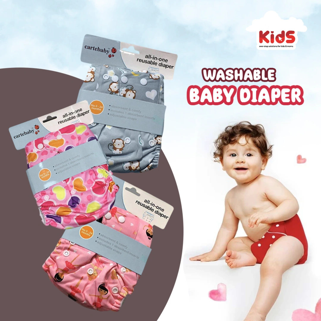Untitled-design.webp All in One Reusable Diaper (Washable) with 2 Pcs Pad Free - Image 1